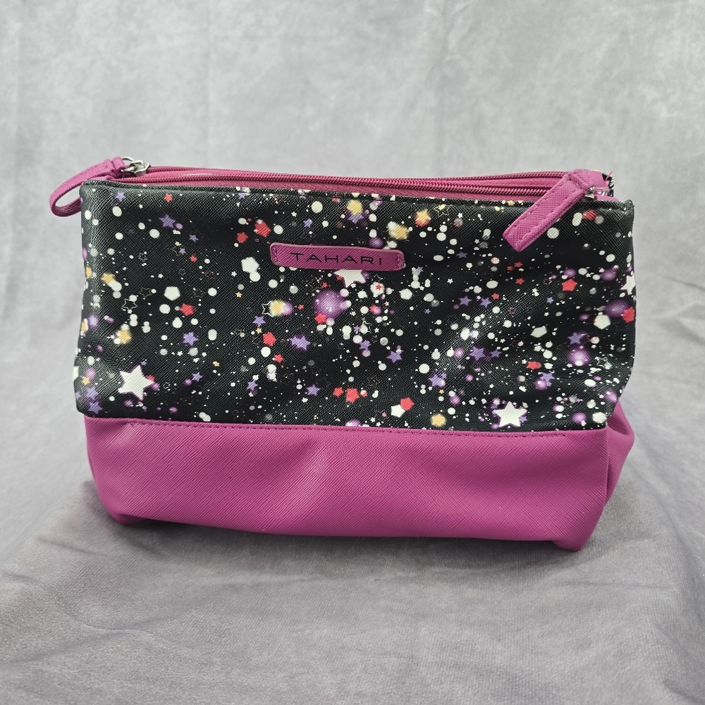 Tahari Purple Star Double Zipper Toiletries Snapβ Makeup Cosmetics Bag